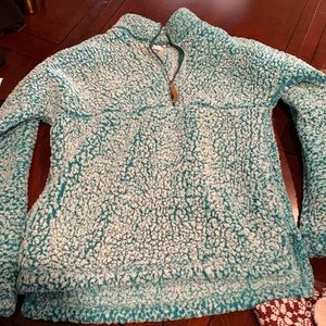 Turquoise/white quarter zip